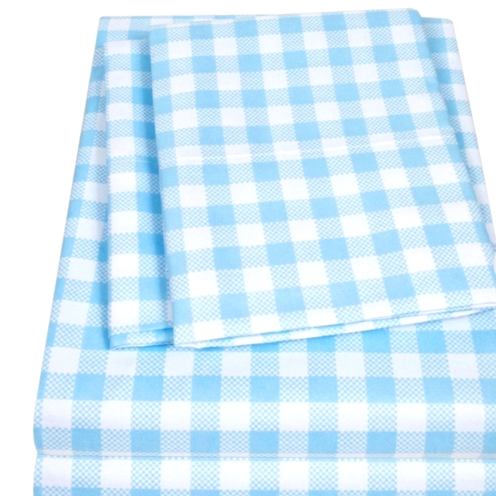 Sweet Home Collection 3PC Blue Gingham Sheet Set TwinXL